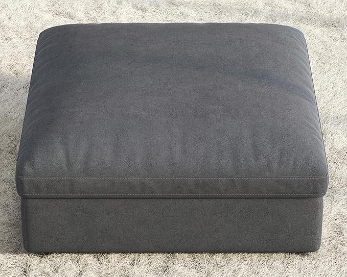 PaPaJet Modular Sectional Sofa 38 Inches Down Filled Sofa Ottoman Comfy Couch for Living Room Grey Linen