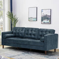 84 Suede Leather Sofa with 2 Soft Pillows Tufted Modern Sofa with Sturdy Wooden Legs 3 Seats Couch for Living Room Office Bedroom Blue
