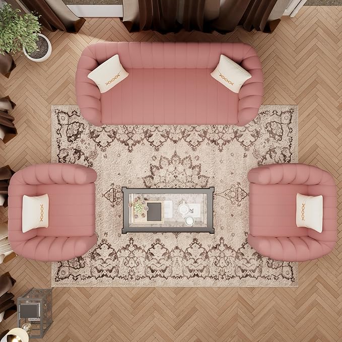42 Velvet Sofa Chair for Living Room Modern Single Sofa with Gold Metal Sphere Legs (Pink-1 Seater)
