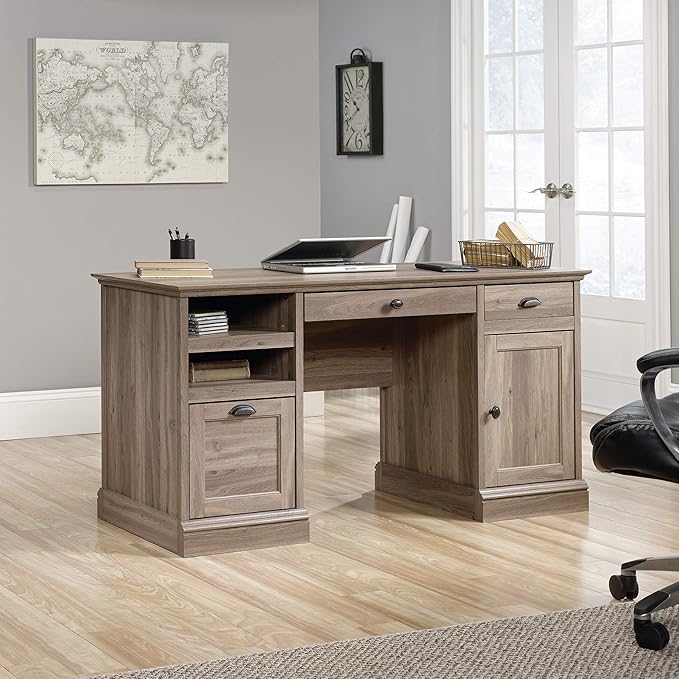 Sauder Barrister Lane Executive Desk Salt Oak finish