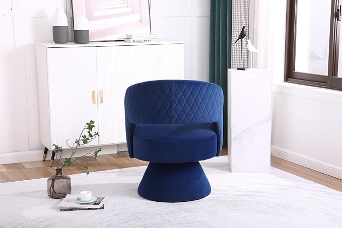 Swivel Accent Chair Armchair Round Barrel Chair in Fabric for Living Room Bedroom Blue