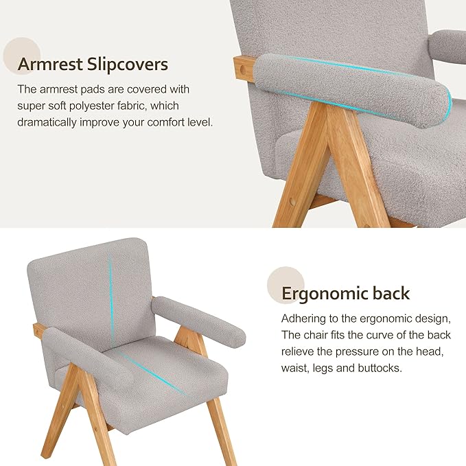 Modern Arm Chair Set of 2Chair Set with Solid Wood Frame Altay Velvet Upholstered Accent Chairs with arm Pads for Living Room Bedroom Apartment Gray