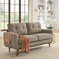 67 Khaki Loveseat Sofa Mid Century Modern Love Seat Sofas and Comfy Couches for Living Room Button Tufted Small Cloud Couch for Bedroom Office Apartment Small Space Easy Assembly (Khaki)