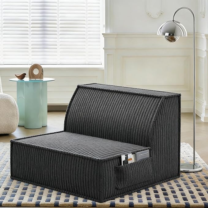Single Sofa Seat Memory Foam Sofa with Back Support Mini Sofa Resistant to Sagging Suitable for Small Spaces Living Rooms Apartments Dorms Dark Black