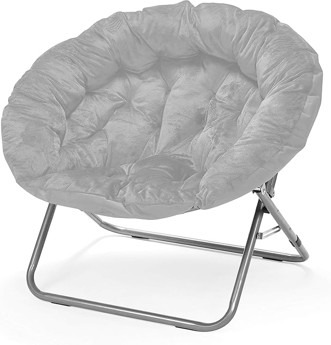 Urban Lifestyle Micromink Oversized Moon Chair Metal Grey