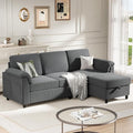 Meilocar Sectional Couches for Living Room L Shaped Couch with Side Storage Pockage Comfortable 3 Seat Sofa Couches for Apartment Grey