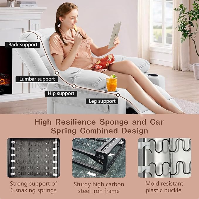 HAOBO Home Recliner Chair with Heat and Massage Recliner Sofa Chair for Adults Recliners Home Theater Seating Reclining Sofa Chair Oversized Reclining Single Sofa Seat for Living Room