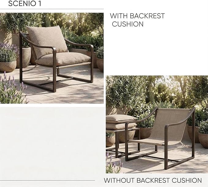 Accent Chairs Set of 2 Outdoor Chairs with Metal Frame and SOFE Cushion Comfy Chair for Patio Living Room &amp Bedroom Easy Assembly