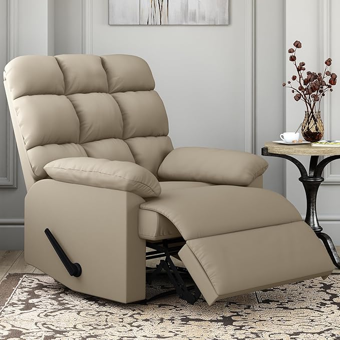 Relaxing Lazy Boy Recliner Chair for AdultsSmall Recliners for Small SpacesManual Recliner Chair for BedroomRelaxing Reclining Chair with Backrest &amp Footrest for Living RoomOverstuffed (Khaki)