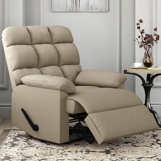 Relaxing Lazy Boy Recliner Chair for AdultsSmall Recliners for Small SpacesManual Recliner Chair for BedroomRelaxing Reclining Chair with Backrest &amp Footrest for Living RoomOverstuffed (Khaki)