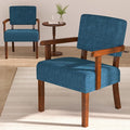 Accent Chair Set of 2 with Table Living Room Chairs with Soft Seat and Armrests for Living Room Bedroom Reading Room Waiting Room Lake Blue (AC01)