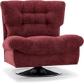 MCombo Swivel Accent Chair Modern Tufted Upholstered Armless Chairs Wide Seat Single Sofa Chair for Living Room Bedroom LW753 (Burgundy)