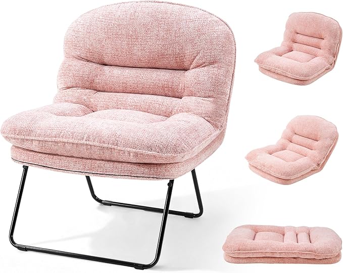 DUMOS Comfy Saucer ChairFoldable Padded Chairs for Bedroom Dorm &amp Gaming Foldable Fashion Floor Chair with Back Support for Small SpacesHot Pink