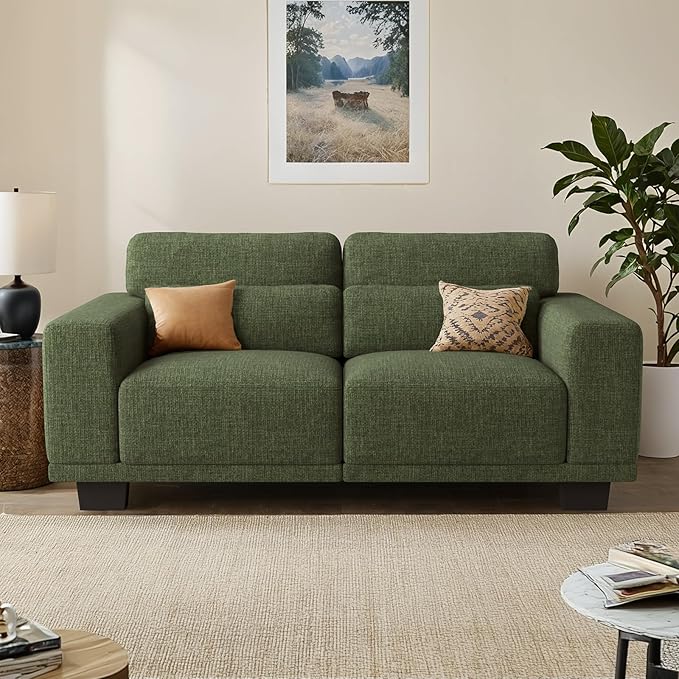 Pipishell 65 Modern Couch with Deep Seats and Wide Armrests Loveseat Couches for Living Room Comfortable Love Seat Sofa with Sturdy Frame Removable &amp Washable Covers Green
