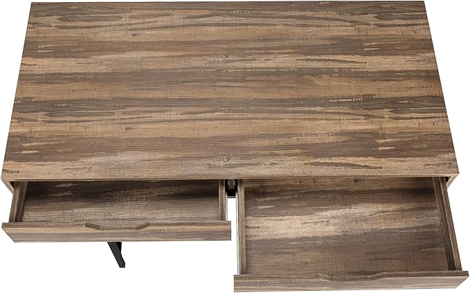 Computer Desk Home Office Laptop Storage Drawers 48 l Work Brown Laminate Black Metal Contemporary Modern MS585