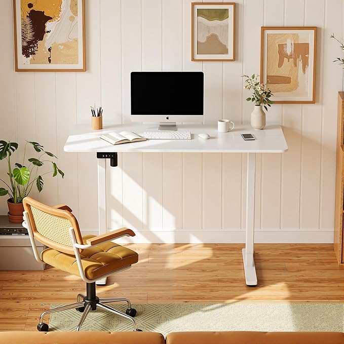 MSZ Electric Standing Desk 48x24 Inch with Memory Presets Adjustable Height Sit to Stand Computer Desk for Home Office &amp Gaming (White)