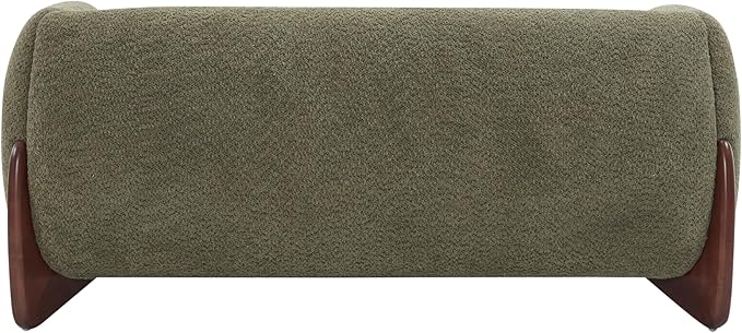 Merax 63 Inch Modern Boucle Upholstered 2-Seater Sofa Chenille Fabric Loveseat with Solid Wood Legs Low Profile Small Couch for Living Room Olive Green