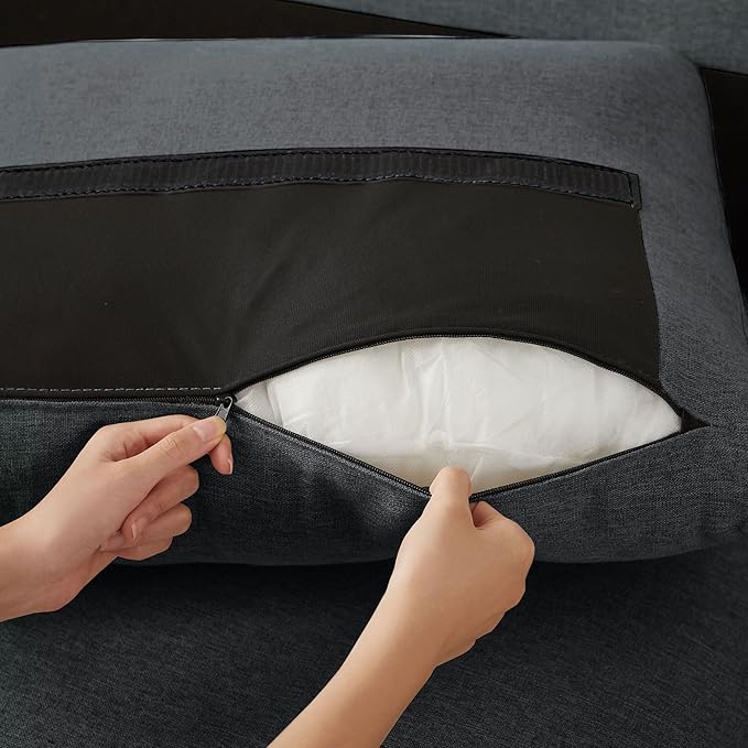 Convertible Sectional Sofa Modern U Shaped 4 Seat Couch with Storage Ottoman Comfy Sectional Couches for Living Room Apartment Dark Grey