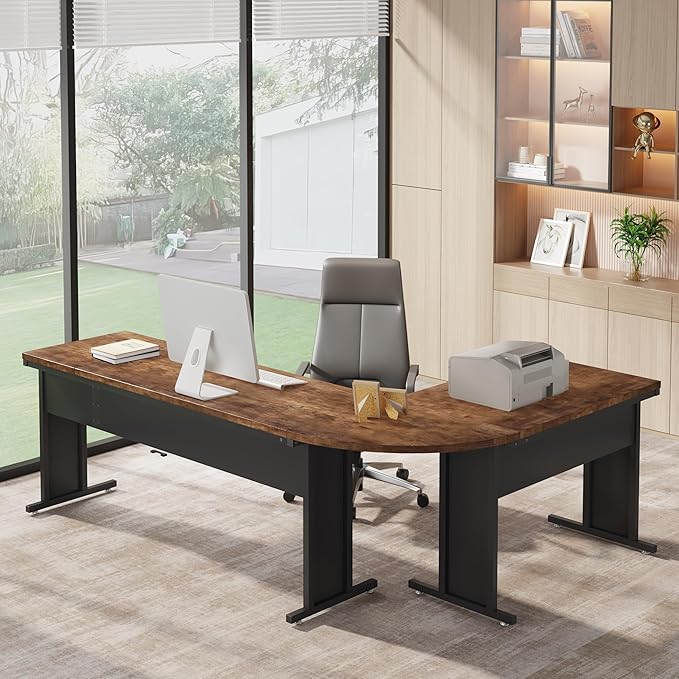 Tribesigns 83-Inch Large L Shaped Desk Reversible Executive Office Desk Modern Corner Computer Table Business Workstation for Home Office (Brown)