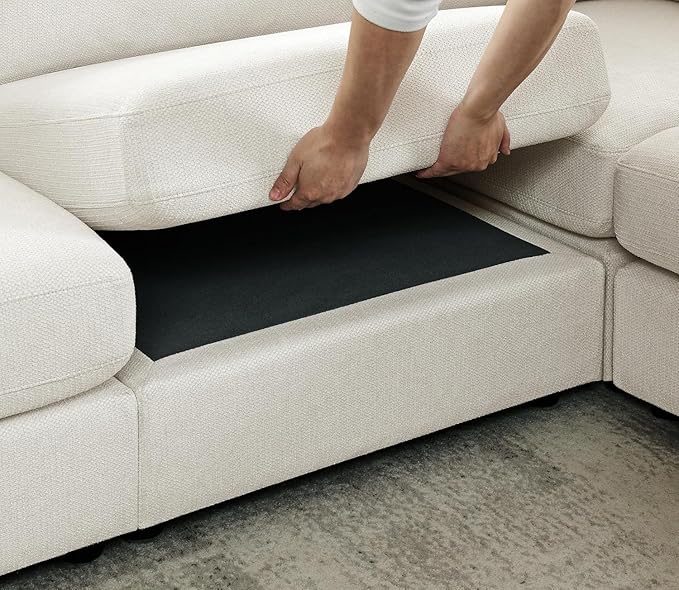 100” L-Shaped Couch with Reversible Chaise Chenille Modular Sectional Sofa 4-Seater Corner Couch for Living Room Apartment Beige