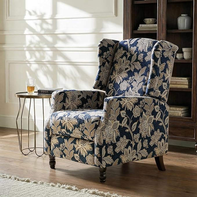 Mid Century Modern Wingback Recliner Chair Upholstered Push Back Recliner Sofa Lounge Armchair for Living Room Home Theater Accent Chairs Recliners Couches