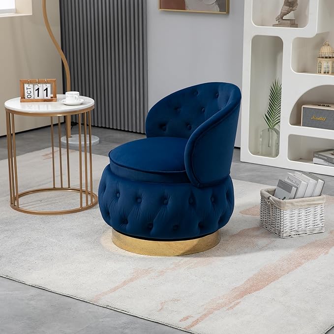 360 Degree Swivel Cuddle Barrel Accent Storage Chairs Round Armchairs with Wide Upholstered Fluffy Velvet Fabric Chair for Living Room Bedroom Office Waiting Rooms