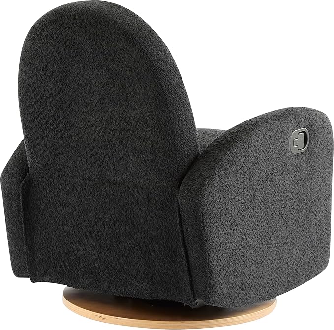 Merax Boucle 360 Swivel &amp Glider Recliner Chair Soft Bedroom Sofa Chair with with Thicker Seat Cushion Modern Home Theater Seating for Living Room Black