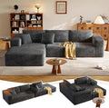 108.2 Modular Sectional Sofa with Deep Seat Boneless L Shaped Corduroy Couch Modern Comfort Cloud Couch Oversized for Living Room No Assembly (Left Facing Chaise Gray)