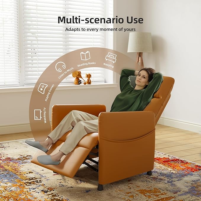 Power Swivel Recliner Chairs Leather Electric Glider Rocking Chair for Adults with Footrest &amp Backrest Nursery Recliner Chairs for Small Spaces Living Room (Brown)