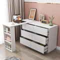 LUMISOL Home Office Desk with Reversible Storage Cabinet L-Shaped Computer Desk with Drawers and Side Storage Shelf Multi-Functional Writing Desk Workstation for Office Dorm Apartment White