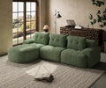 112'' Modular Sectional Sofa Couch with Chaise Full-Foam Structure Compression Packaging Design Woven Texture Upholstery Oversized Modern Sofa for Living Room – Sage Green