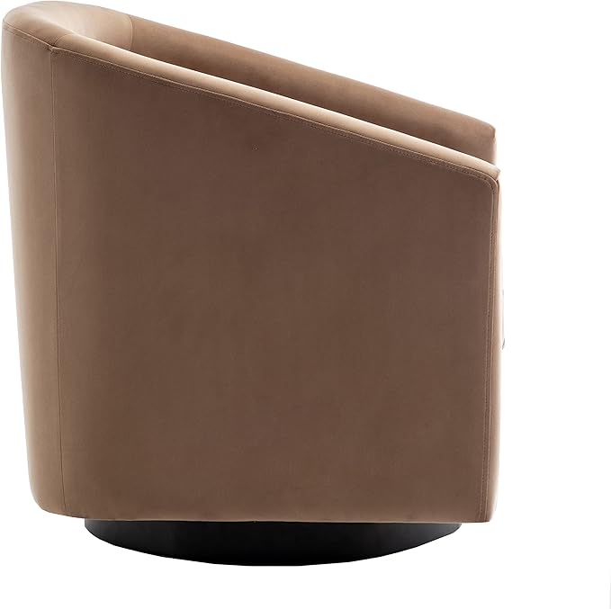 Wovenbyrd Classic Mid-Century 360-degree Swivel Barrel Accent Chair Light Brown Velvet