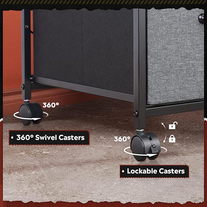 DEVAISE Mobile File Cabinet Rolling Printer Stand with 3 Drawers Fabric Vertical Filing Cabinet fits A4 or Letter Size for Home Office Rustic Brown