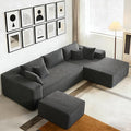 100 Cloud Modular Sectional Sofa U Shaped Couch Deep Seat Chaise Sectional Sofa for Living Room Modern Minimalist Upholstered Boneless Couch No Assembly Required Gray Right-Facing Chaise