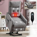 Small Power Lift Chair Recliner for Elderly Petite Power Recliner Chair with Massage and Heat | USB | High Back | Push Button | Side Pockets Liviing Room Easy Assembly (Chenille Light Grey)