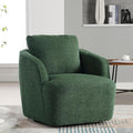 Upholstered Swivel Barrel Chair 31 Wide Modern Fabric Ergonomics Single Sofa Chair Living Room Bedroom Accent Chair Comfy Club Swivel Chair (Boucle Green)