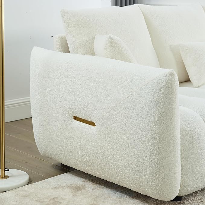 Antetek Teddy Sofa Set for Living Room 2 Pieces Modern Deep Seat Oversized 3-Seater Cloud Boucle Couch for Bedroom Office Apartment Furniture Set 78-inch Beige (2 Pieces)