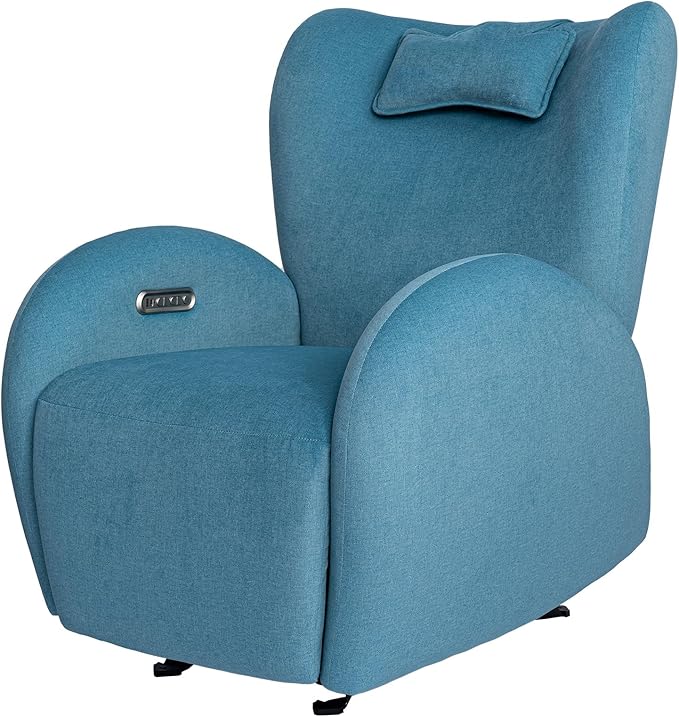 EONIX Stylish Power Glider Rocker Recliner Chair Dual Motor Independently Controlled Footrest and Backrest Detachable Headrest Lazy Boy Recliner Chair for Living Room SXXY010041 Teal Blue