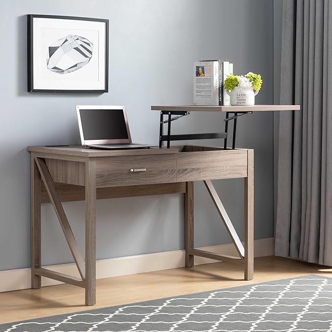 Home Office Desk Lift Top Desk with Drawer USBPower Outlet