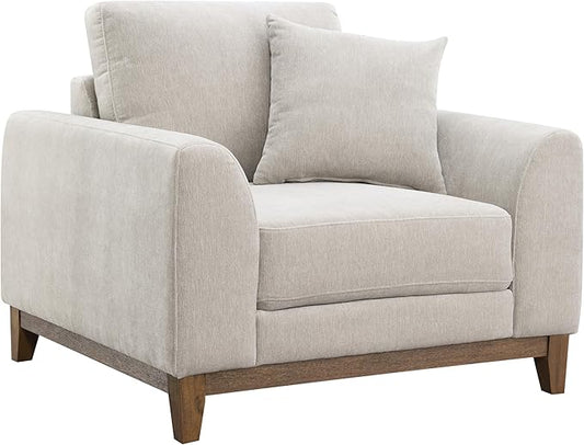 Furniture of America Naria Modern Chenille 40-inch Accent Chair with Soft Track Arm Slightly Tapered Leg for Living Room Light Grey
