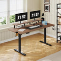 63 x 24 Inches Electric Standing Desk with 2 Monitor Shelves Adjustable Computer Desk from 28-46'' Sit to Stand UpHome Office Desk with Memory Controlller for Workstations Walnut