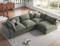 120 Cloud Sectional Couch | Oversize Boneless Couches for Living Room | 4 Seater Modern L-Shape Sofa | Green