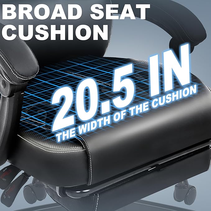 Misolant Big and Tall Office Chair with Footrest High Back Desk Chair with Linkage Armrest 90-155° Recline Executive Computer Chairs with Adjustable Height for Home