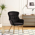 Generic Accent Chair Modern Tufted Button Wingback Vanity Chair with Arms Upholstered Tall Back Desk Chair with Metal Legs for Living Room Bedroom Waiting RoomBlue