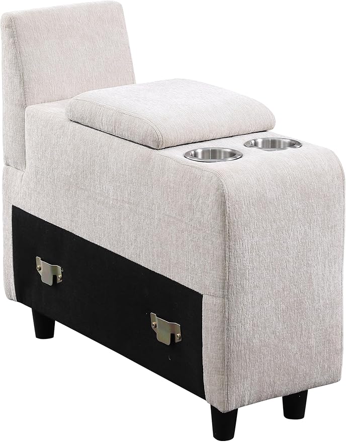 Ball &amp Cast 127 L-Shaped Sectional Couches for Living Room with Movable Ottoman2 Cup Holders &amp USB Ports7 Seat Chenille Upholstered Sofa W/6 Throw Pillows &amp Hidden Storage BoxDIY Combi