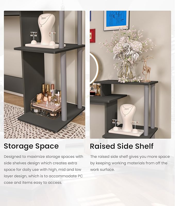 Small Study Desk Working Desk with Printer Shelf Small Table for Office Home Study Room