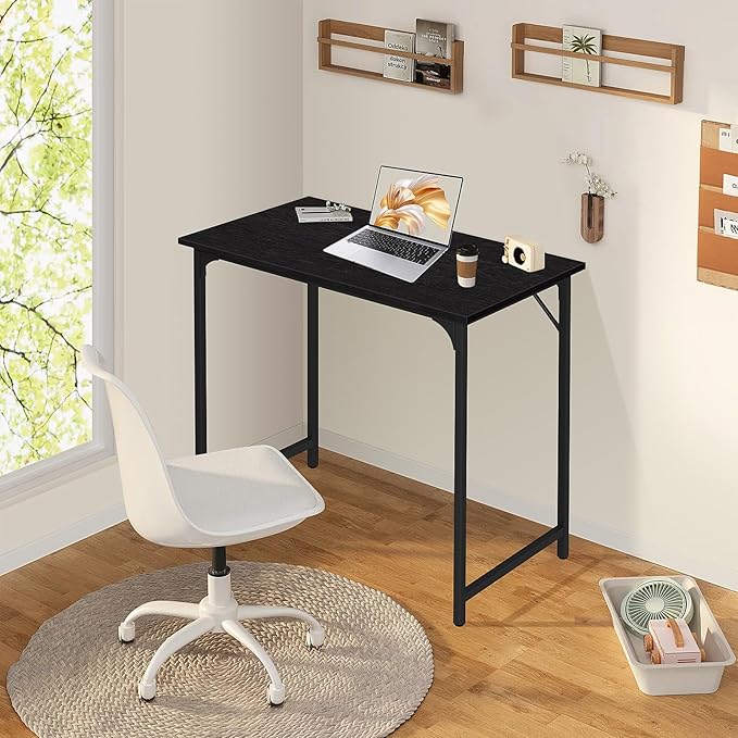 Computer Desk 32 Inch Office Desk with Metal Frame Home Office Desk Modern Simple Style for Small Space Home Office Living Room Bedroom Black