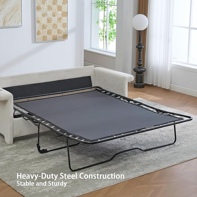 2-in-1 Full Size Pull Out Sleeper Sofa Bed – Convertible Corduroy Loveseat Couch with USB Charging &amp Memory Foam Double Seater Sofa for Living Room Apartment &amp Small Space (Beige)
