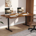 Veken 63 x 28 Inch Electric Standing Desk Sit to Stand Up Work Home Office Computer Table for Study Walking Pad Writing and Games Wooden Desktop Desks Brown