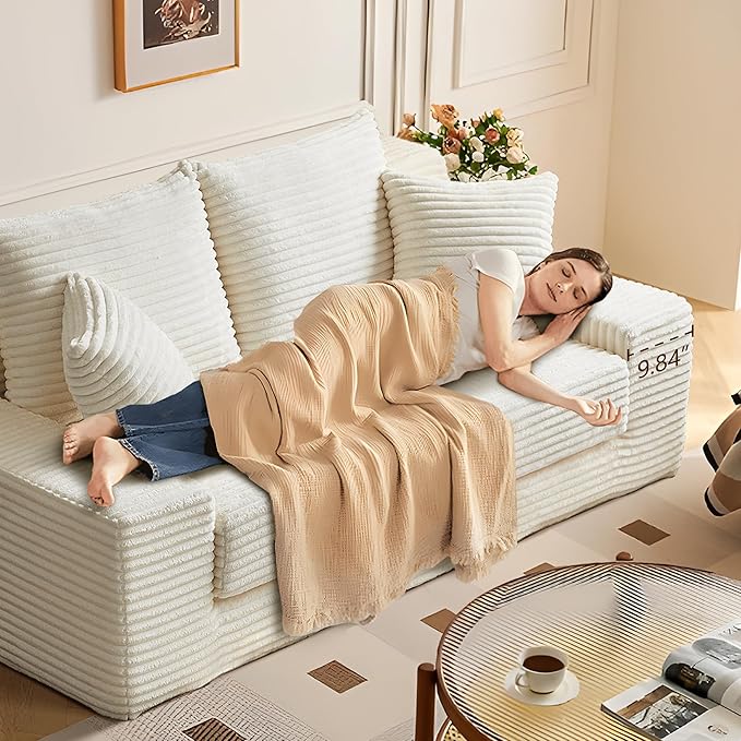 70.9'' Loveseat Sofa 2 Seater Flannel Fabric Loveseat Couches Comfy Upholstered Modern Leisure Love Seat Couch with 2 Pillow Convertible Sofa Bed for Bedroom Office Living Room